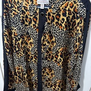 Adrianna Papell Leopard Print Silk Blouse